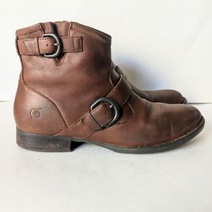 Born Tan Raisa Brown Leather Moto Ankle Boot Sz 10